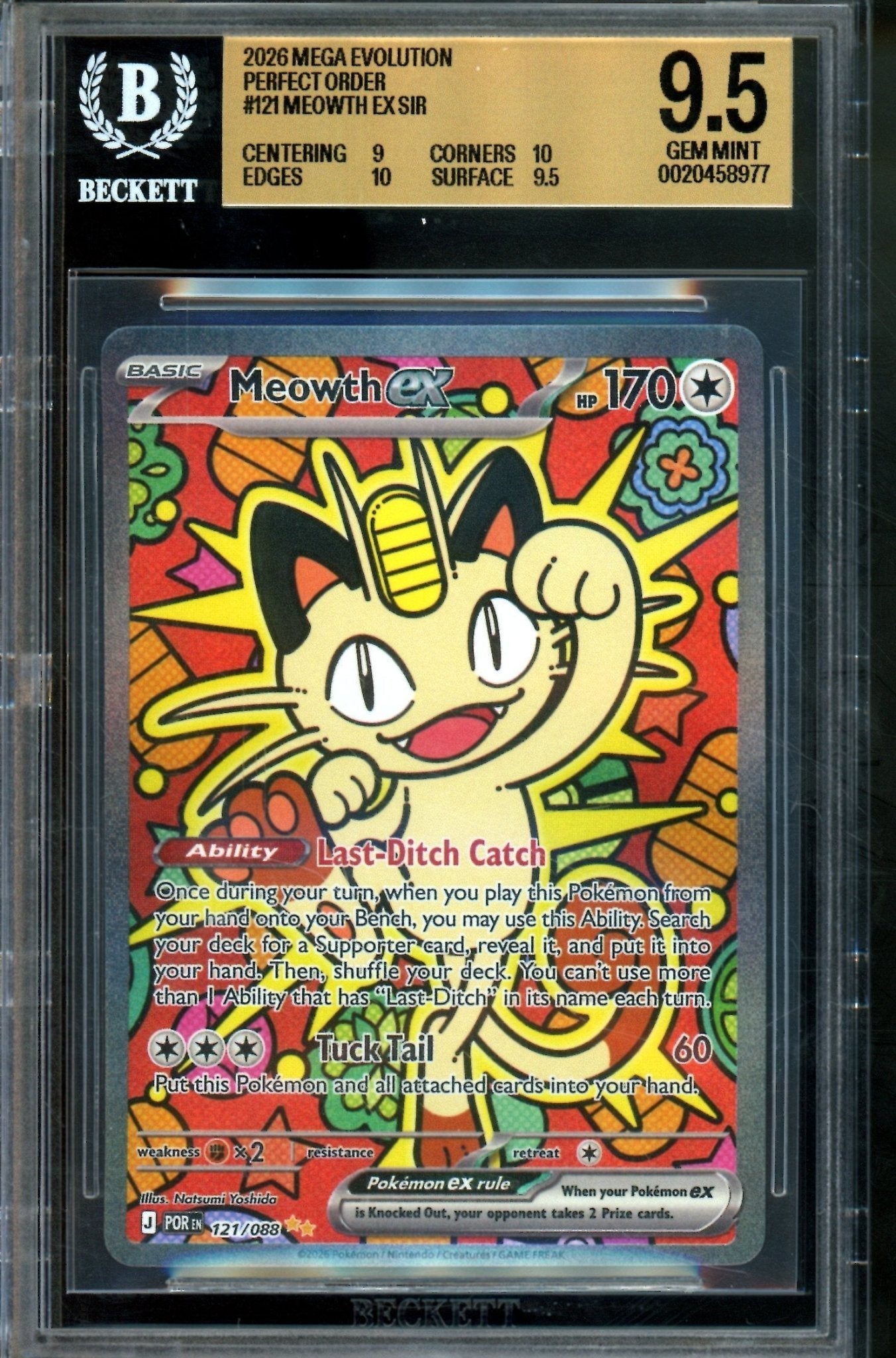 2026 Pokemon Perfect Order Meowth EX 121/088 BGS 9.5