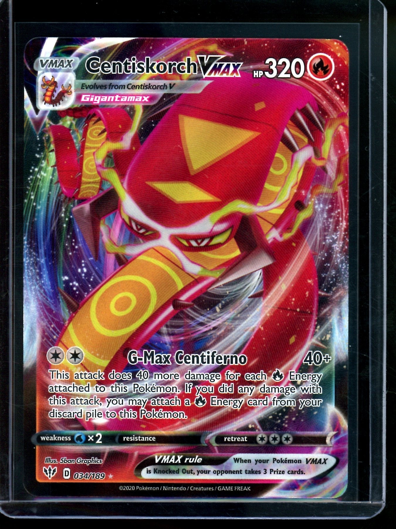 2020 Pokemon Darkness Ablaze Centiskorch VMAX 034/189